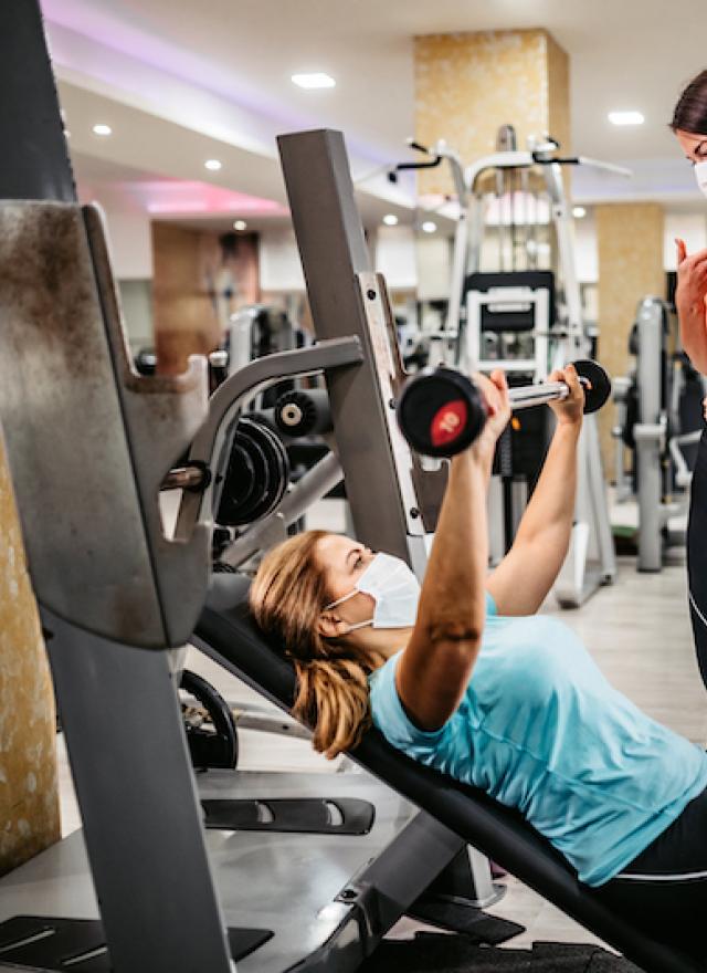 Women at Gym with Masks on