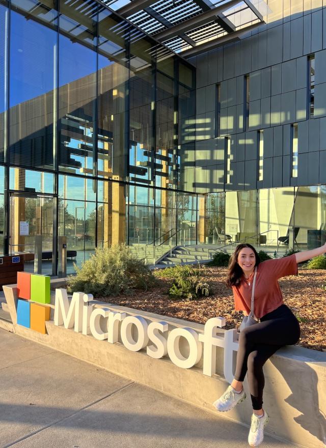 Meschi in front of Microsoft building