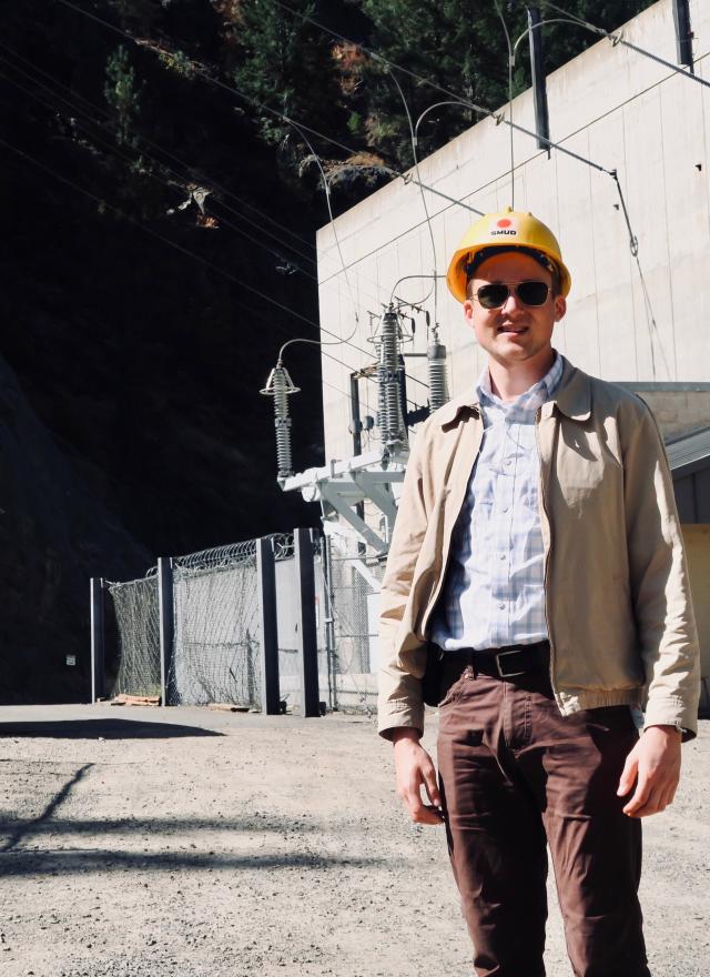 Ansel Lundberg wearing a hard hat 