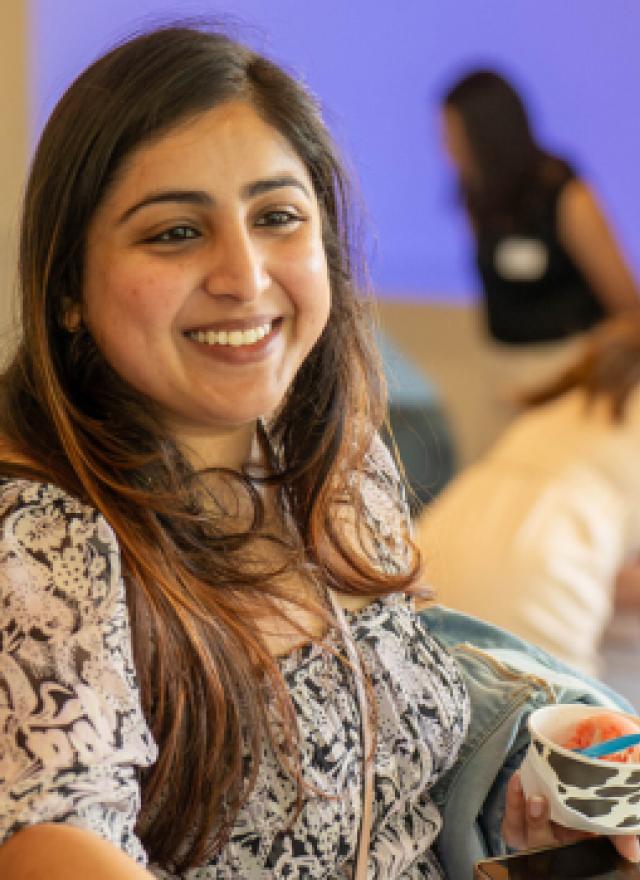 Nahid Taj shaking hands at Orientation Kickoff