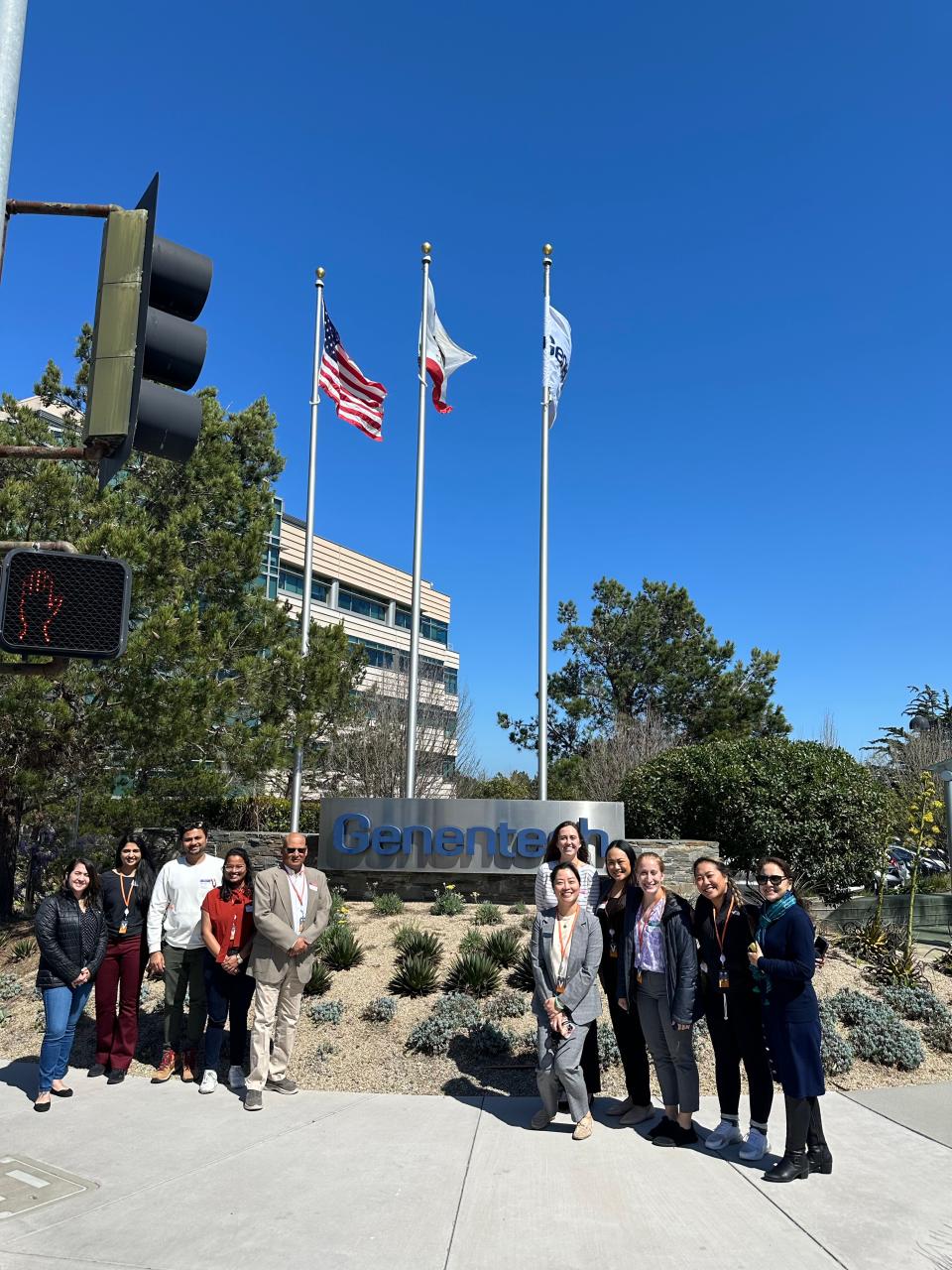 Students in front of Genentech