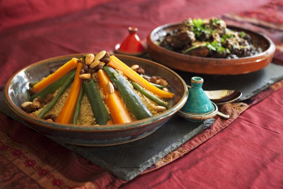 Getty Images photo of international food in bowls on table