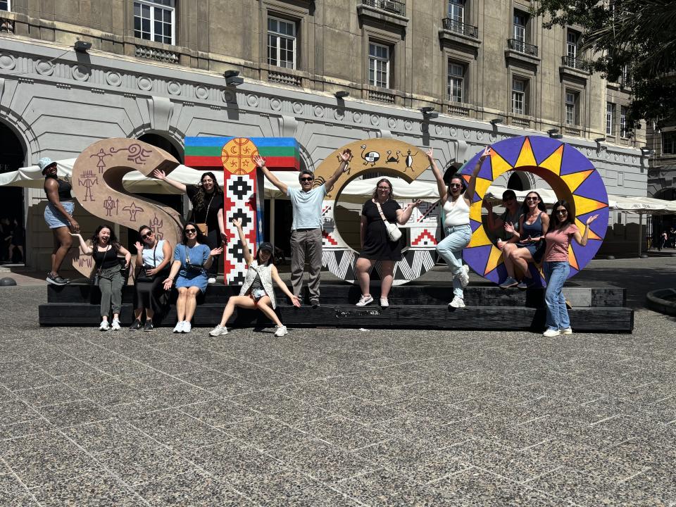 MBA students in townsquare in Chile