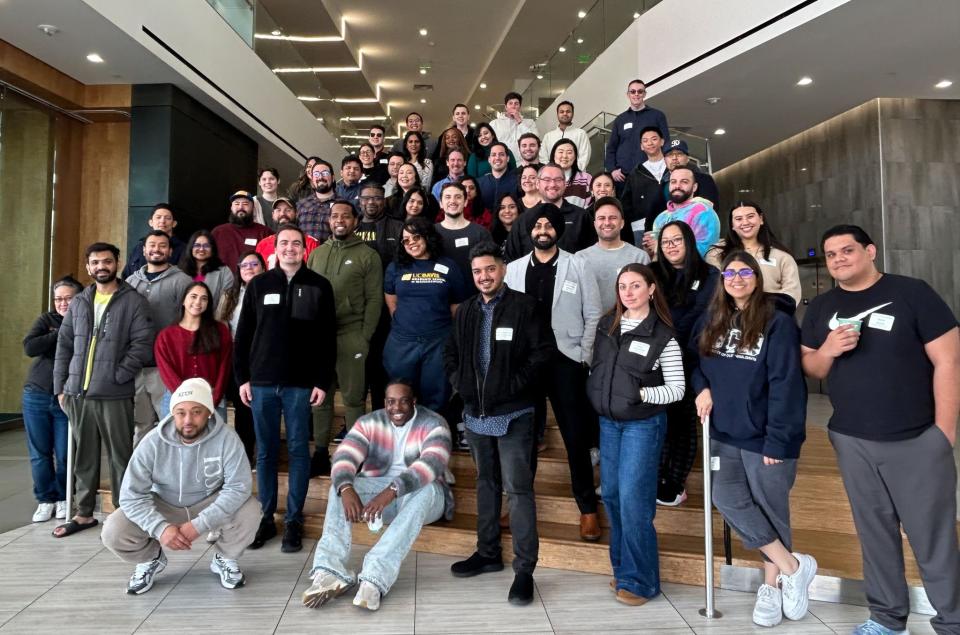 MBA students in a Las Vegas lobby