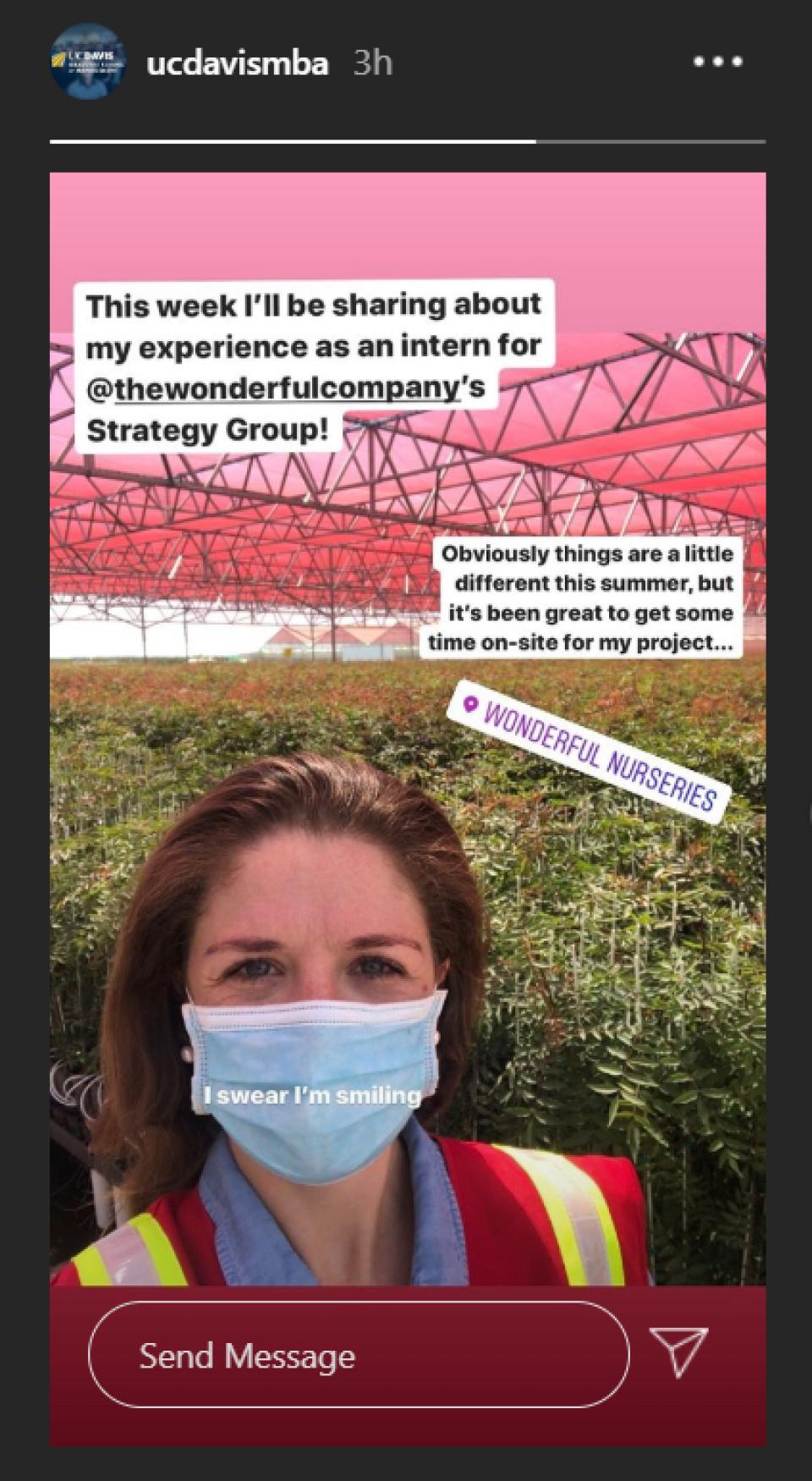 An instagram story of Kali Clark at The Wonderful Company Nurseries