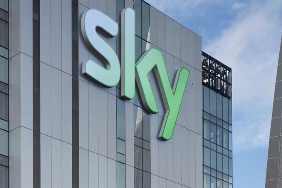 Sky logo on building